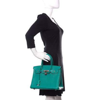 Hermes Taurillon Clemence Birkin 30 Bleu Paon 2 of 18