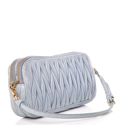 Miu Miu Nappa Matelasse Double Zip Pochette Clutch Nube 3 of 10