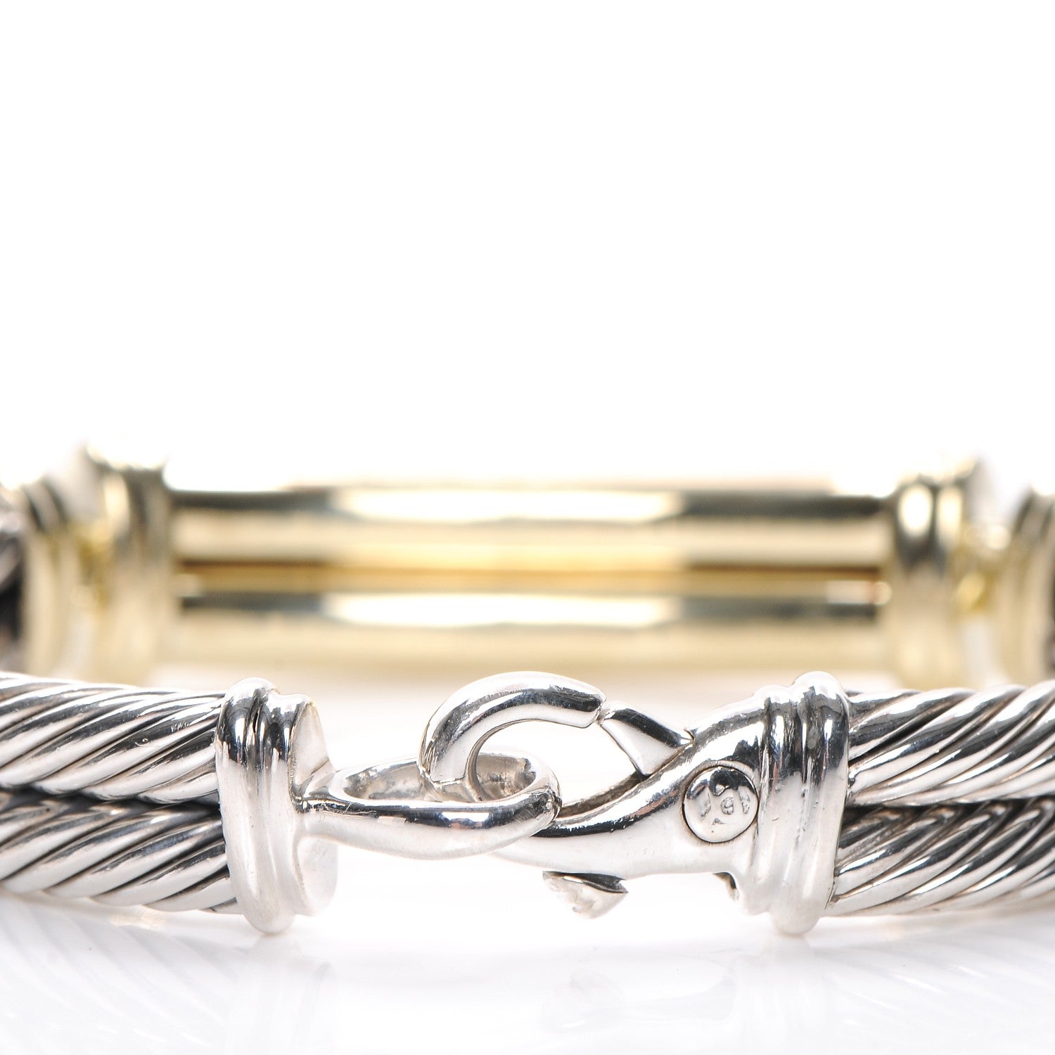 David Yurman Sterling Silver 14K Yellow Gold Diamond 10mm Metro Double Cable Bracelet 6 of 7