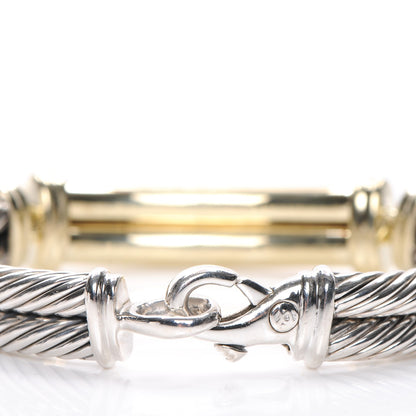 David Yurman Sterling Silver 14K Yellow Gold Diamond 10mm Metro Double Cable Bracelet 6 of 7