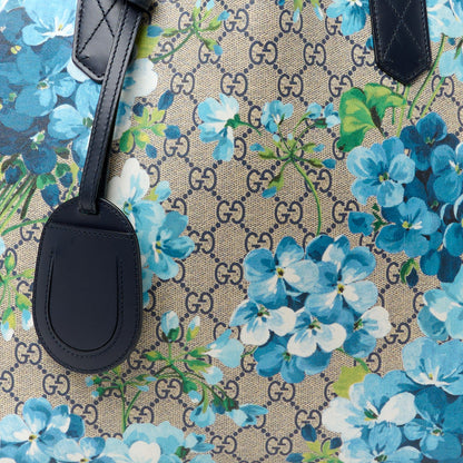 Gucci GG Supreme Monogram Blooms Medium Reversible Tote Beige Blue Navy 12 of 24