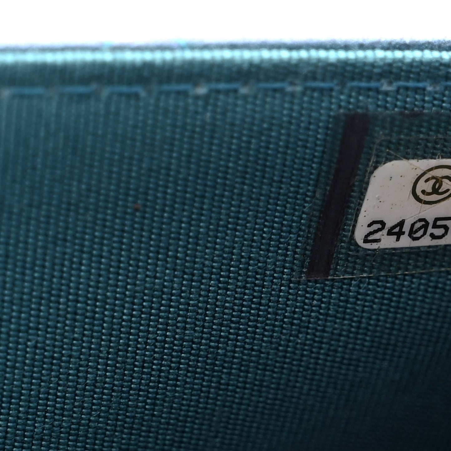 Iridescent Lambskin Quilted Wallet On Chain WOC Turquoise