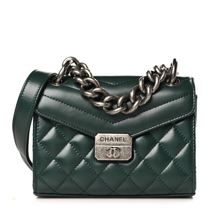 Chanel Shiny Calfskin Quilted Mad About Quilting Mini Flap Dark Green 1 of 10