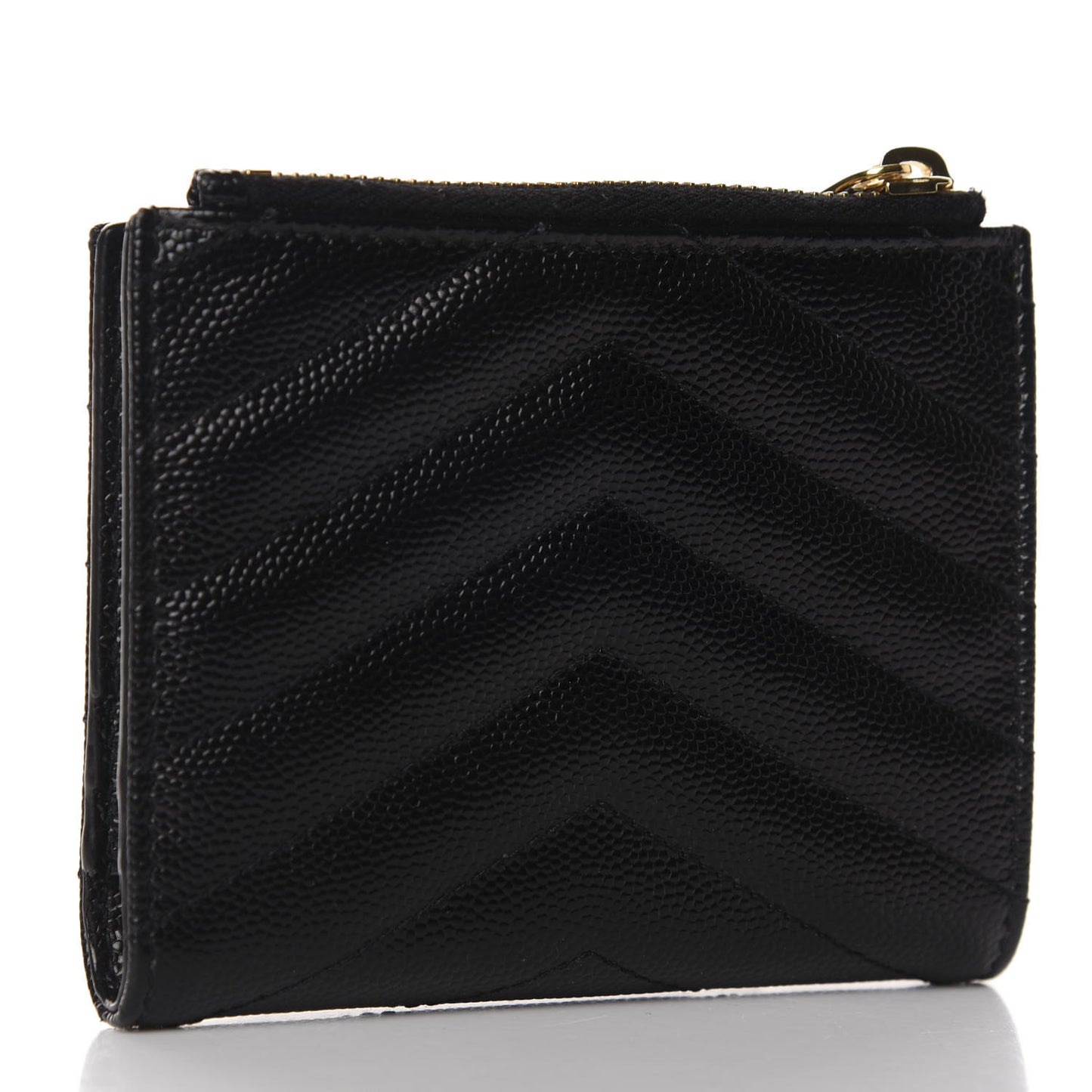 Grain De Poudre Matelasse Chevron Monogram Zipped Card Case Black