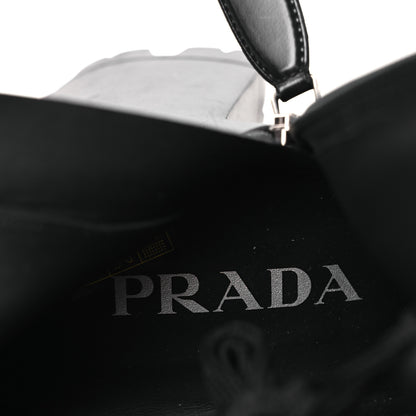 Prada Spazzolato Re-Nylon Metal Triangle Logo Lace Up 55mm Ankle Boots 38.5 Black 10 of 11
