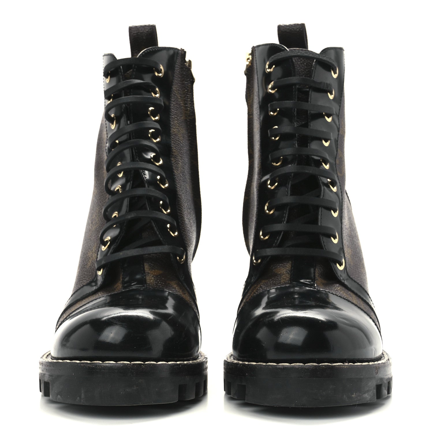 Louis Vuitton Patent Calfskin Monogram Star Trail Ankle Boots 41 Black 2 of 7
