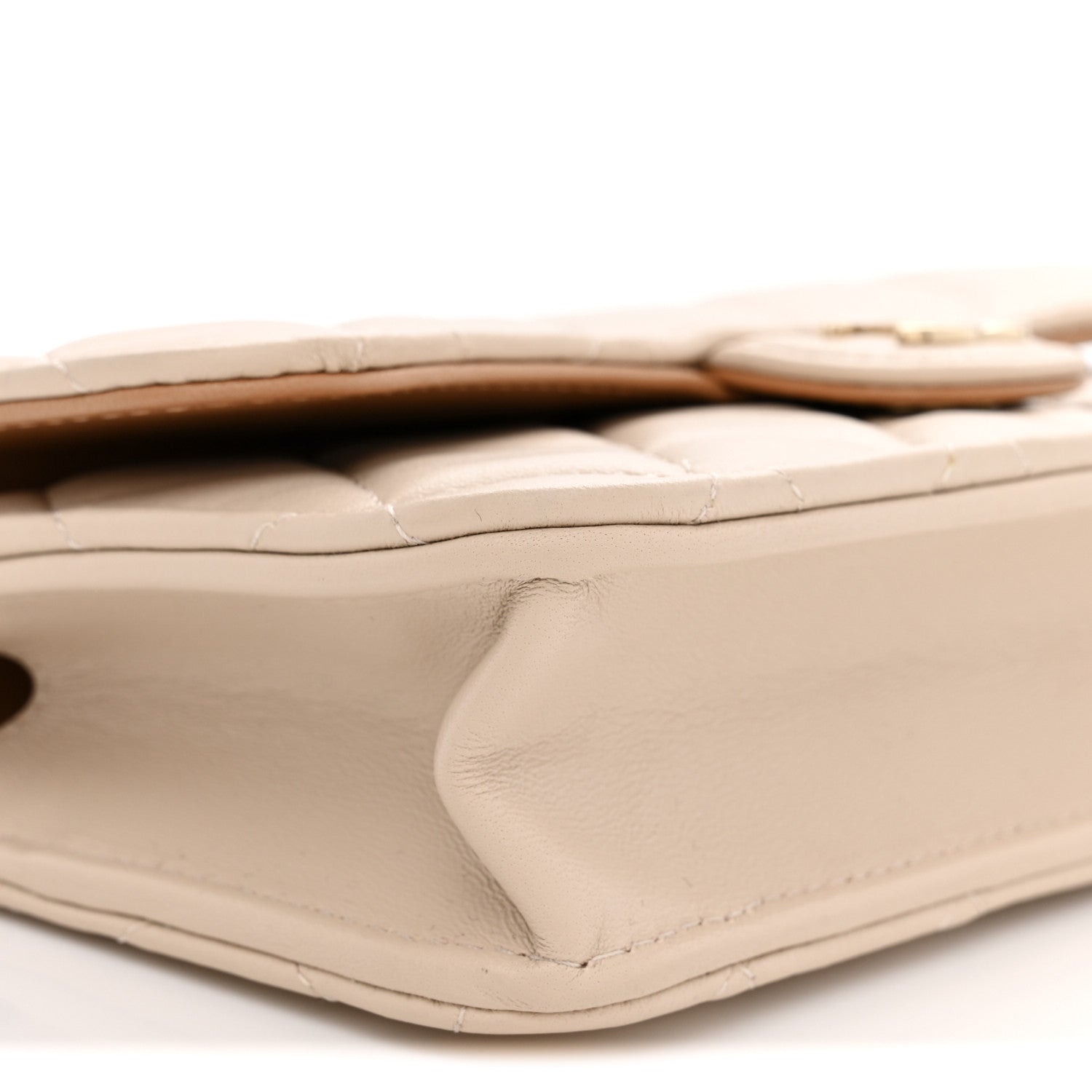 Chanel Lambskin Quilted Flap Phone Holder With Chain Ecru Dark Beige 9 of 11