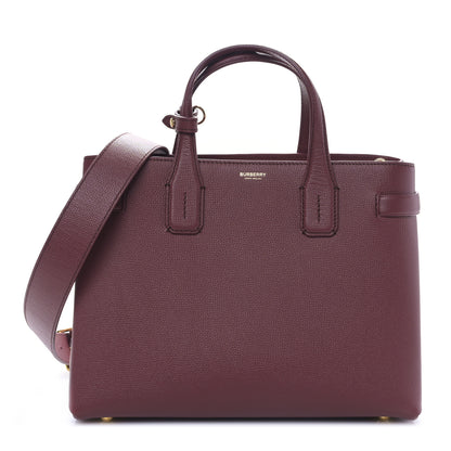 Burberry Grainy Calfskin House Check Medium Banner Tote Crimson 1 of 9