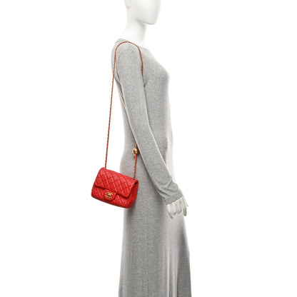 Chanel Lambskin Quilted Mini Pearl Crush Flap Red 2 of 10