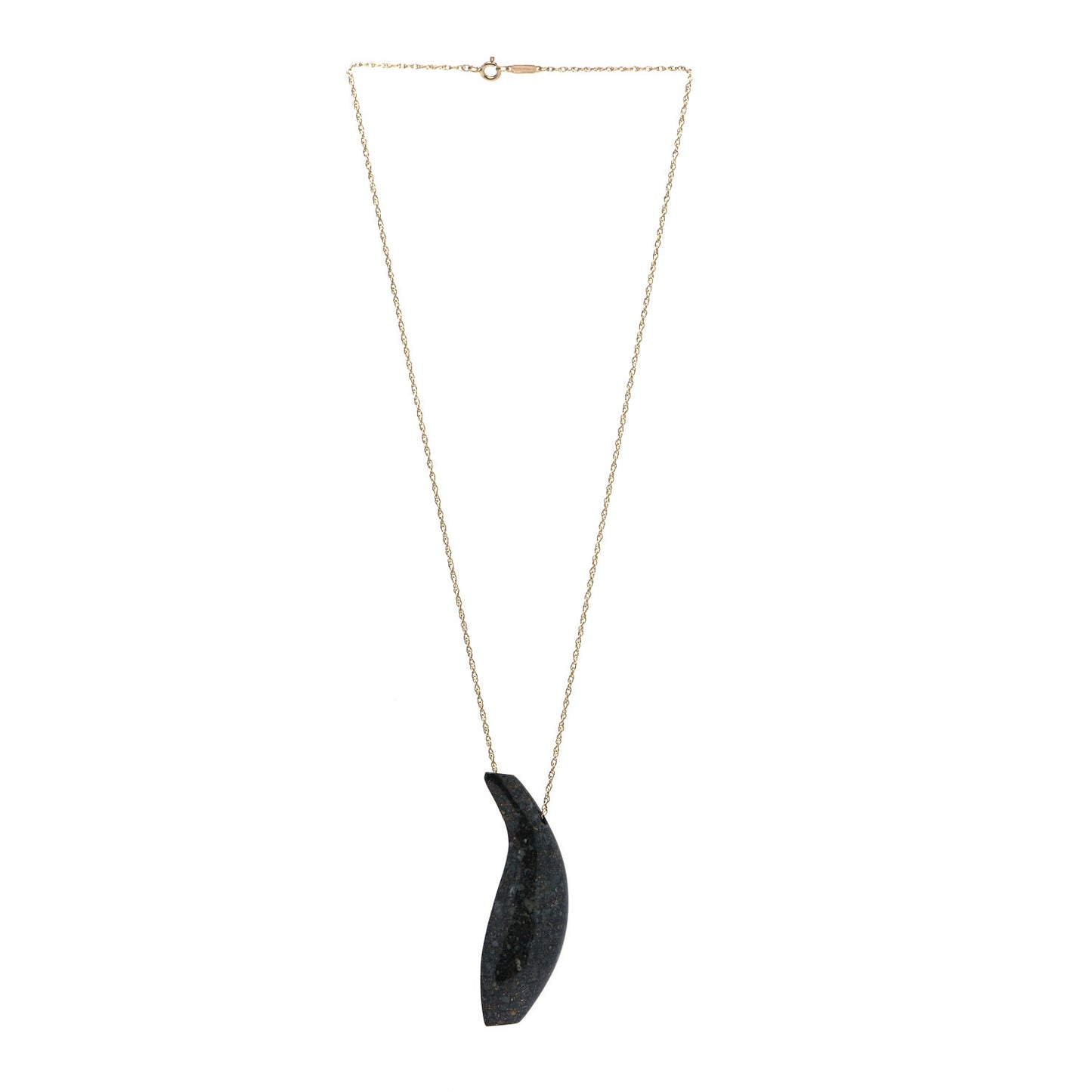 18K Yellow Gold Jade Frank Gehry Fish Pendant Necklace
