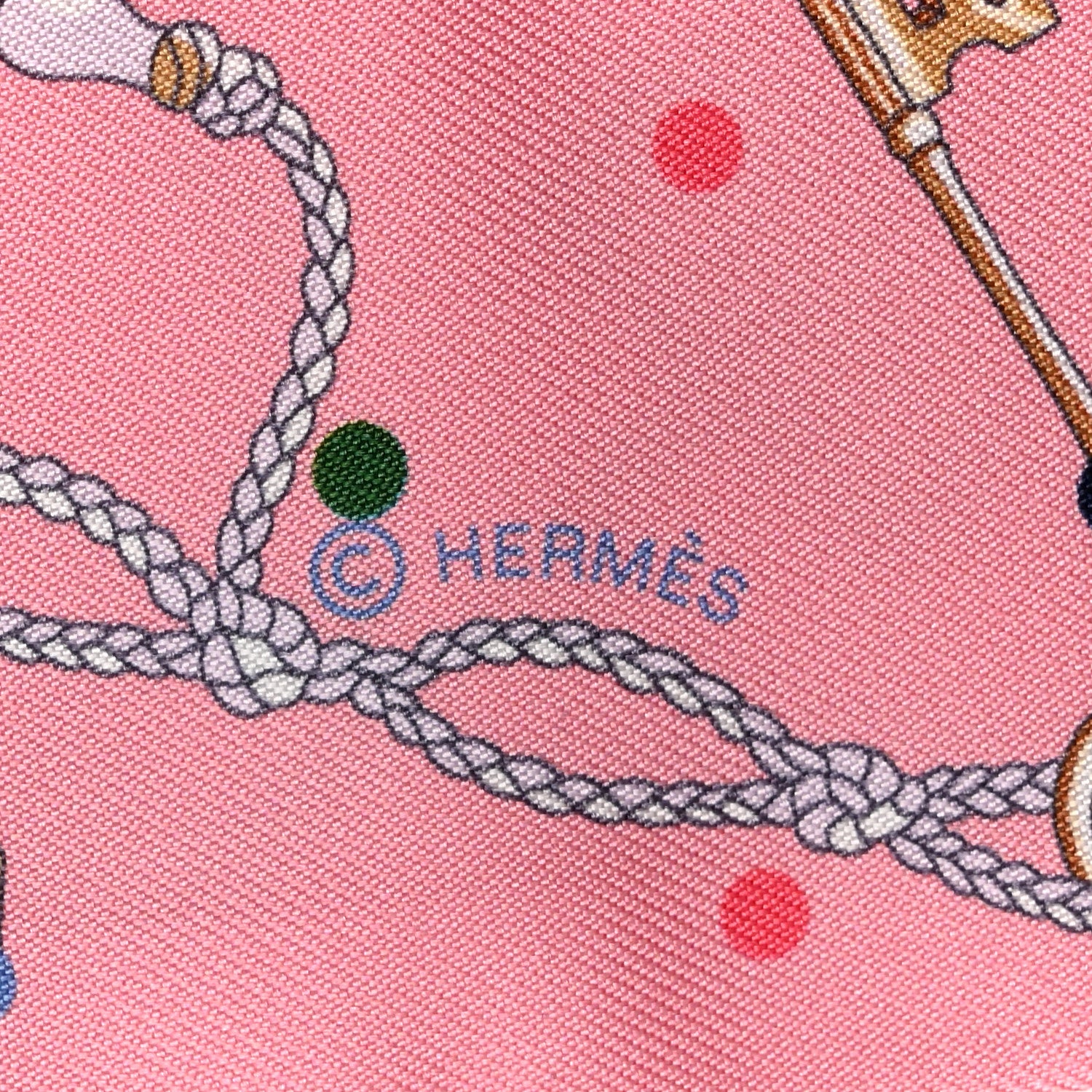 Hermes Silk Les Cles A Pois Twilly Rose Beige Multicolor 4 of 4