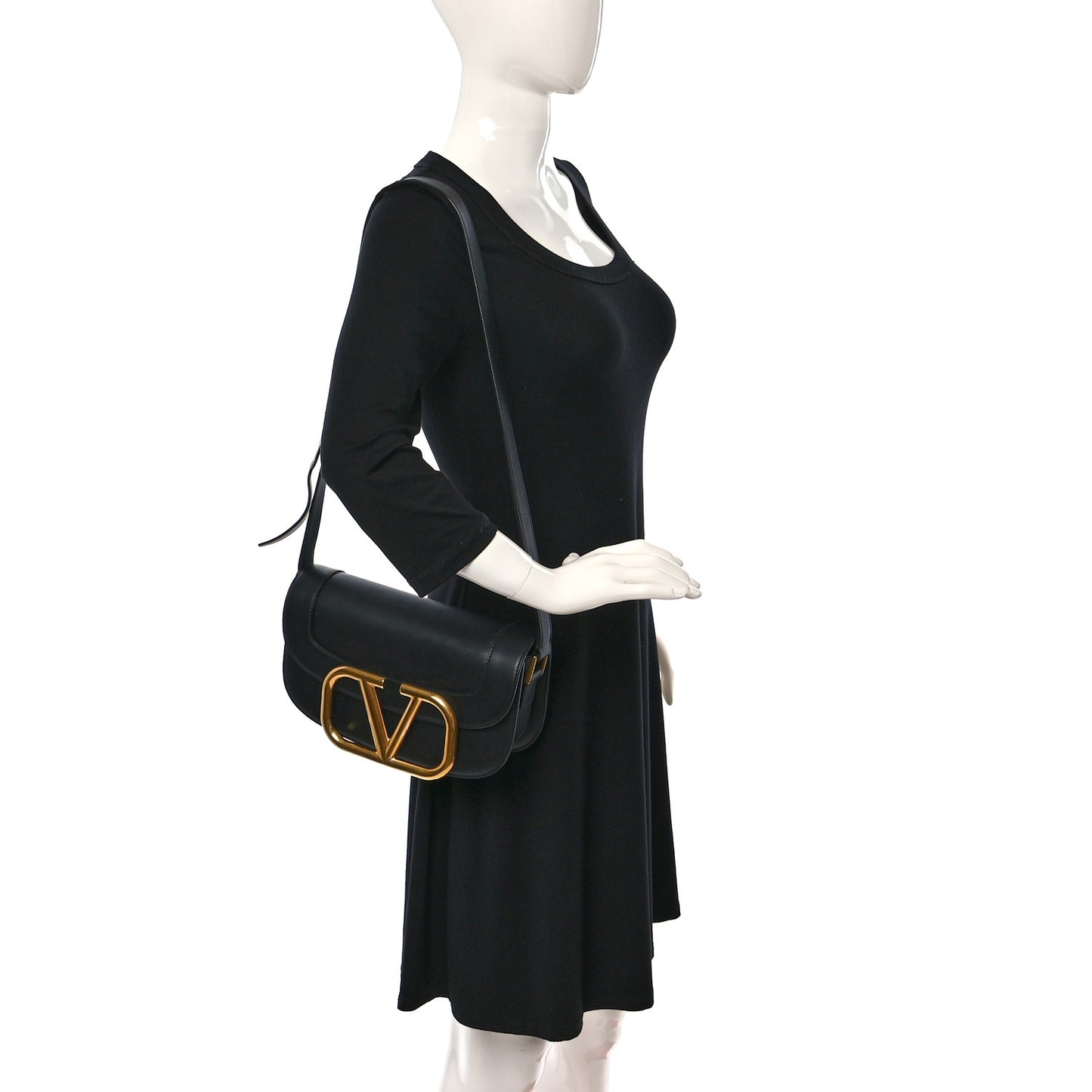 Smooth Calfskin Supervee Shoulder Bag Black