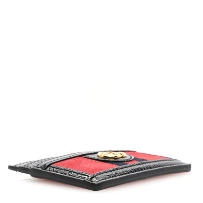 Gucci Suede Patent Ophidia Card Holder Hibiscus Red Black 4 of 6