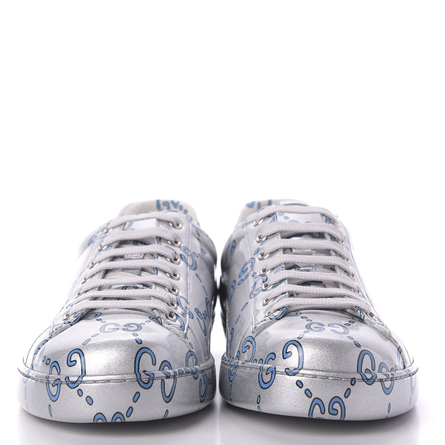 Miro Rubber Wax GucciGhost Print Mens New Ace Sneakers 10 Silver