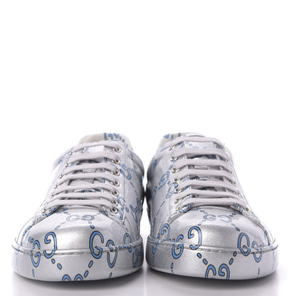 Gucci Miro Rubber Wax GucciGhost Print Mens New Ace Sneakers 10 Silver 2 of 9