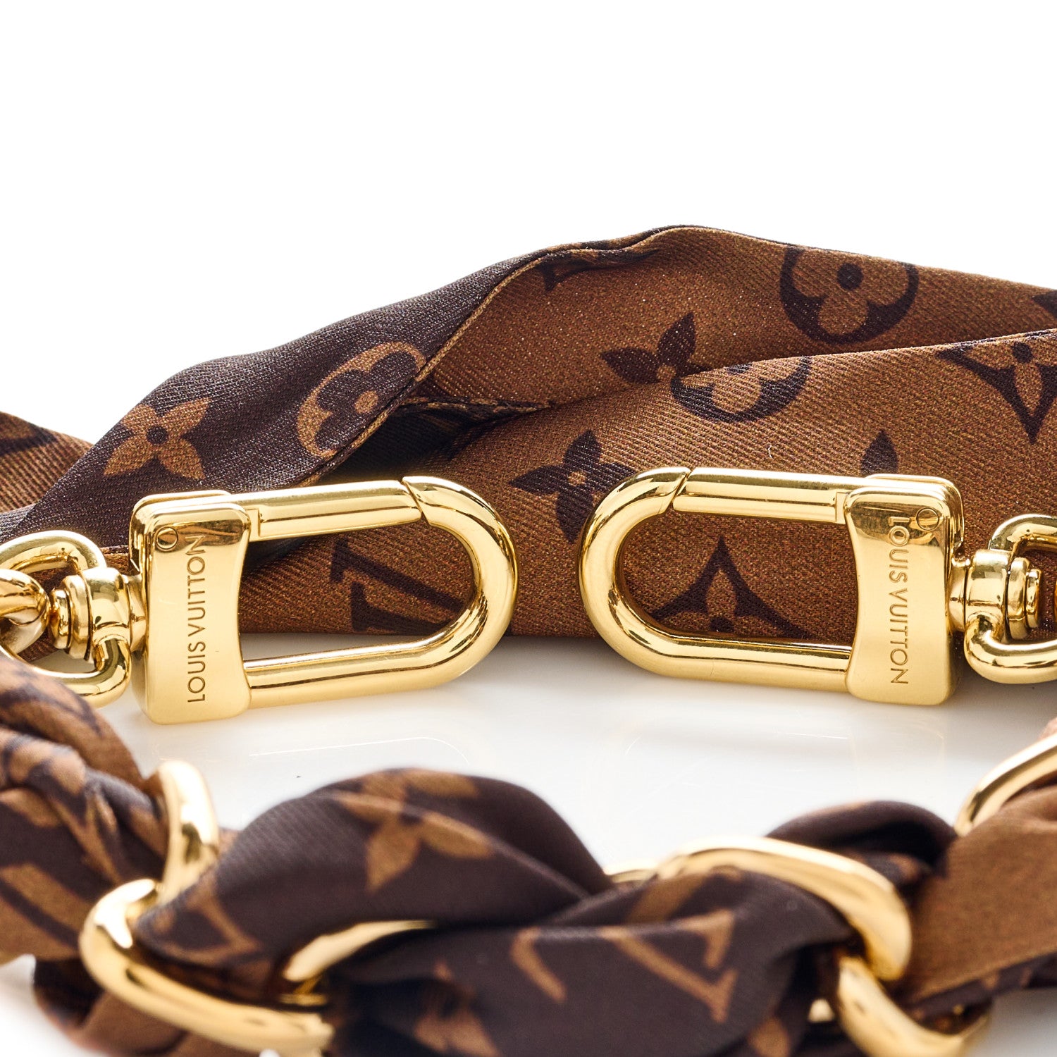 Louis Vuitton Metal Polyester Monogram Braided Scarf Chain Foulard