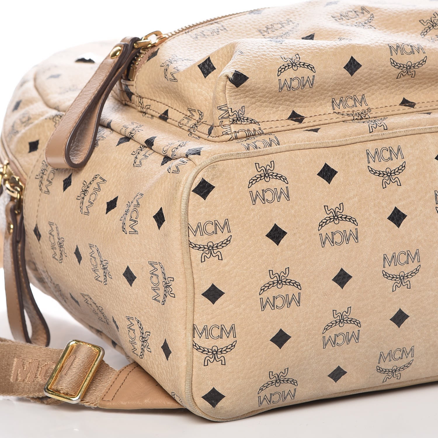 MCM Visetos Medium Studded Stark Backpack Beige 12 of 13