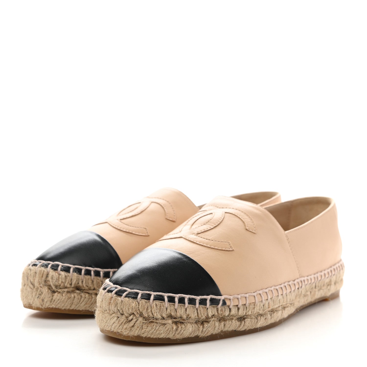 Chanel Lambskin CC Espadrilles 40 Beige Black 3 of 9