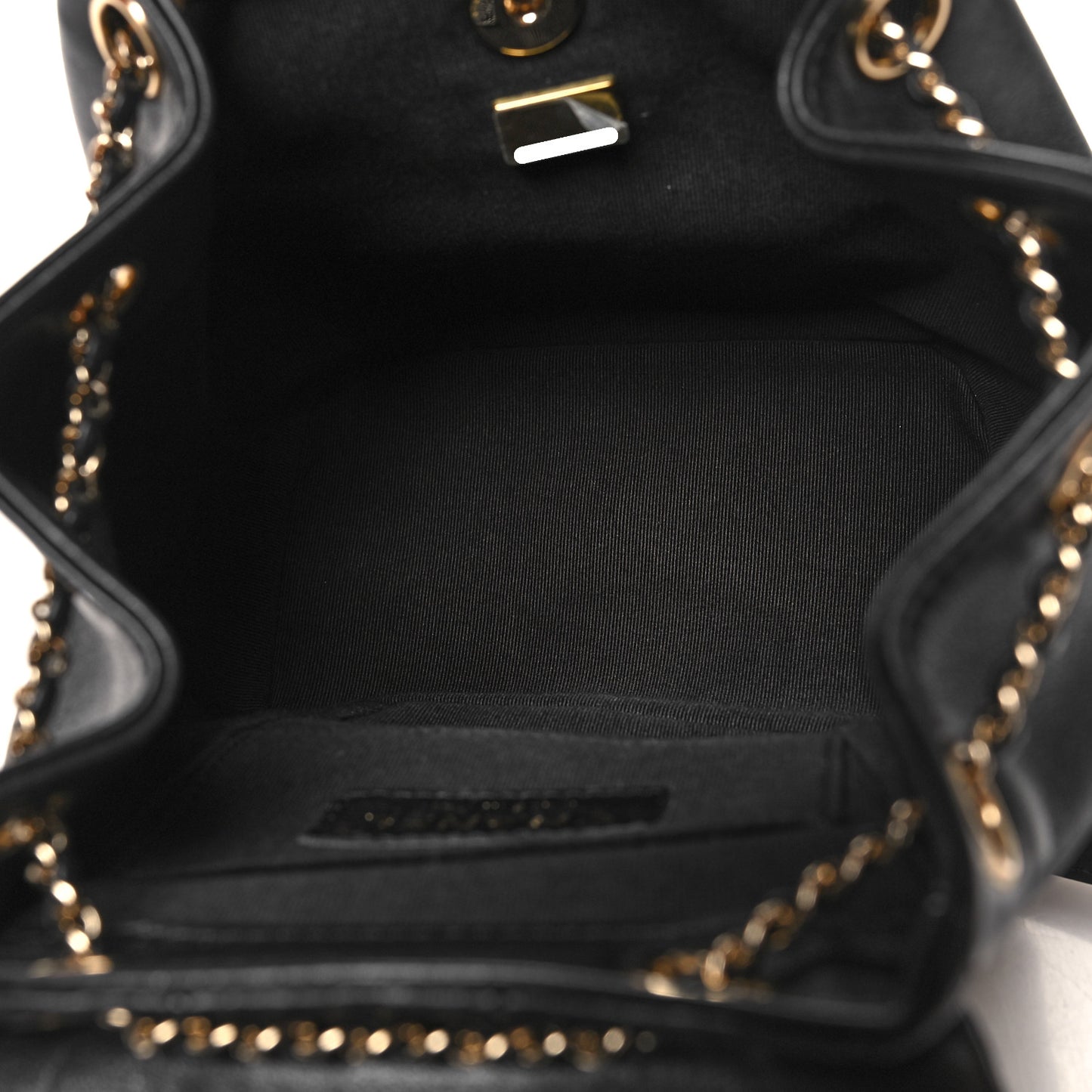 Lambskin Quilted Small Duma Drawstring Backpack Black