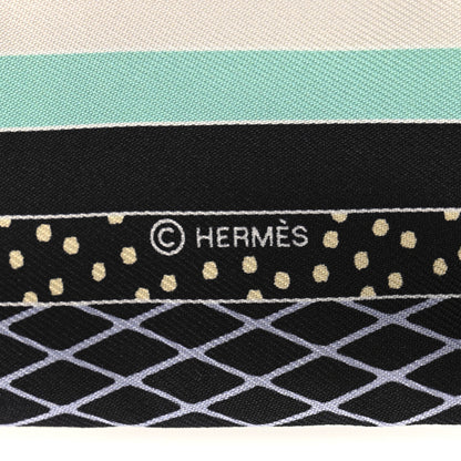 Hermes Silk Twilly Grand Theatre Nouveau Black Bleu Vert 3 of 4