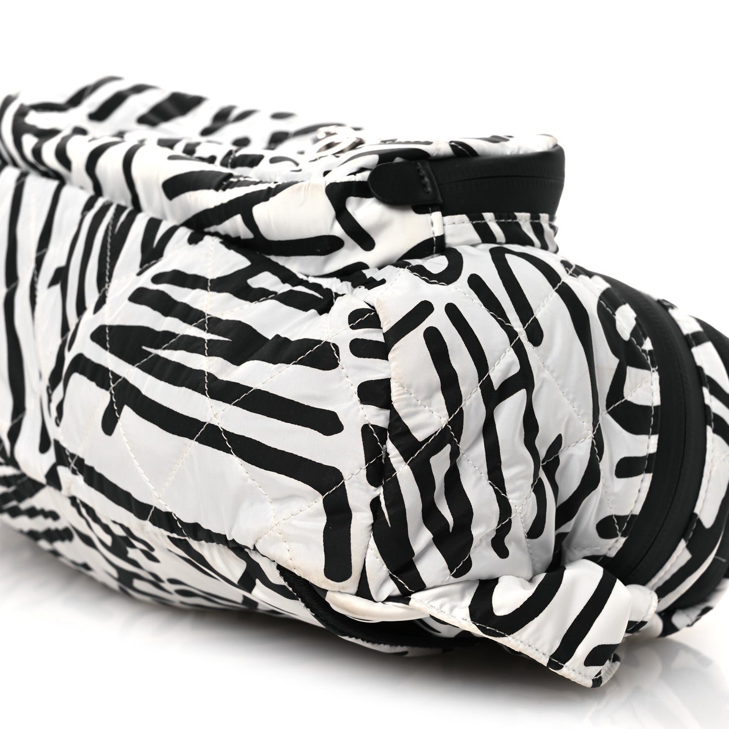 Nylon Printed Quilted Coco Neige Convertible Backpack Black White