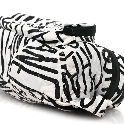 Chanel Nylon Printed Quilted Coco Neige Convertible Backpack Black White 15 of 18