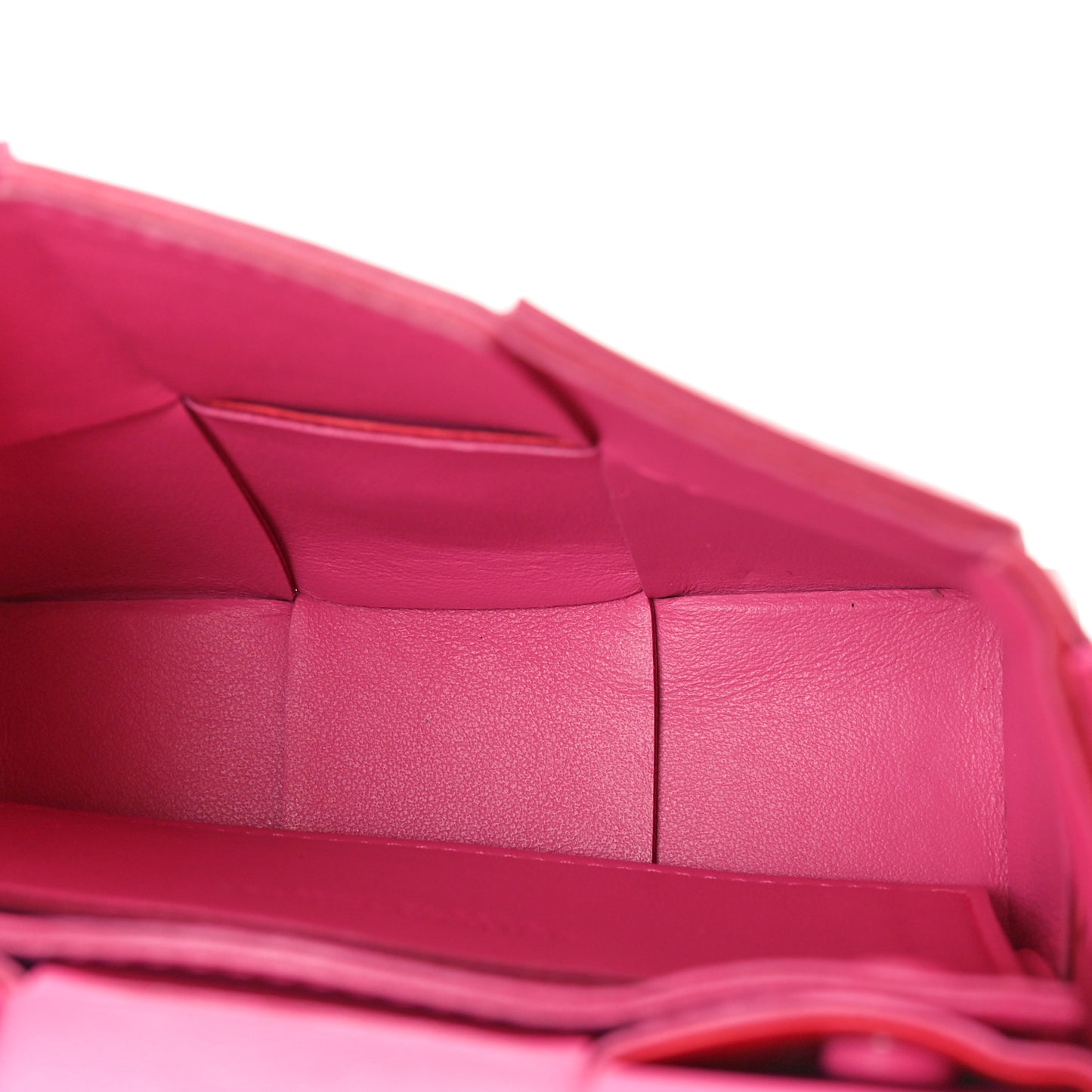Metallic Patent Calfskin Maxi Intrecciato Extra Mini Cassette Crossbody Bag Pink