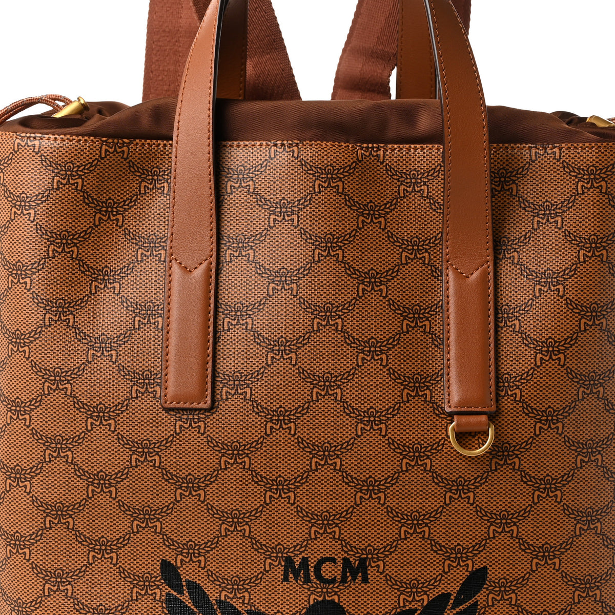 MCM Lauretos Calfskin Medium Himmel Drawstring Backpack Cognac 8 of 10