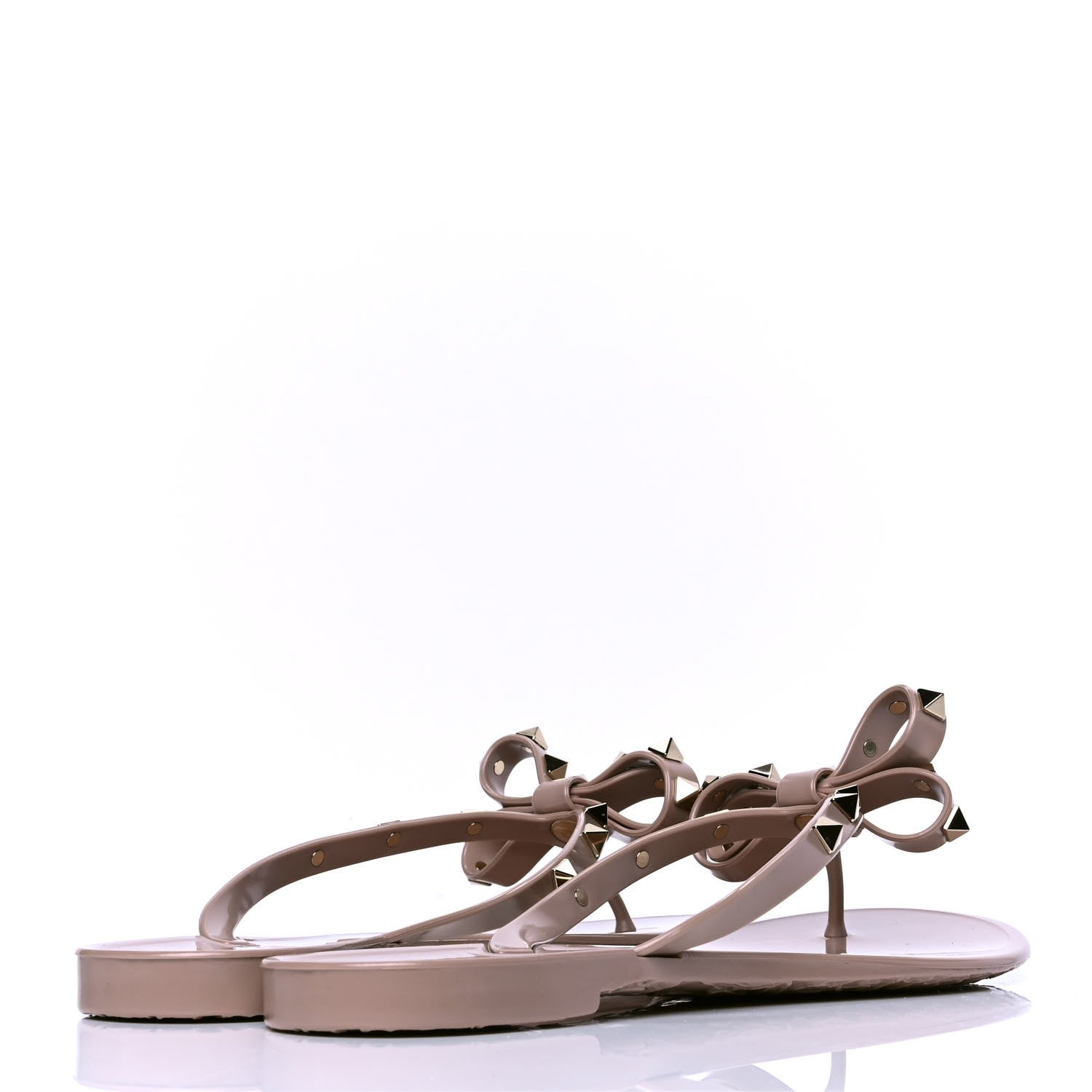 Valentino Garavani PVC Jelly Rockstud Bow Thong Sandals 41 Poudre 3 of 4
