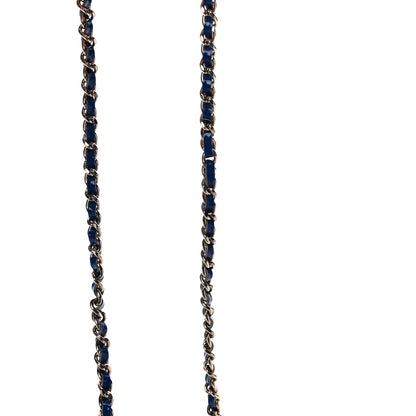 Chanel Crackled Patent Calfskin Puzzle Reissue Wallet On Chain WOC Blue 11 of 15