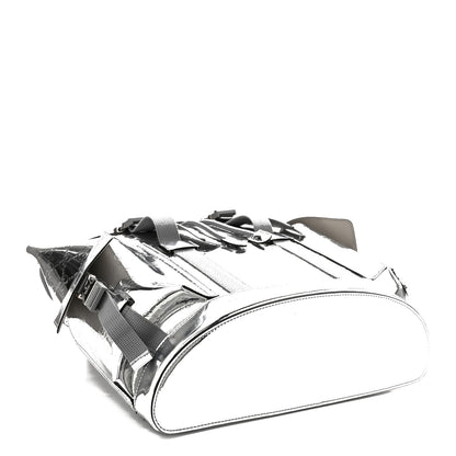 Gucci Mirror Effect GG Monogram Appia Calfskin Web Double Buckle Backpack Silver 4 of 10