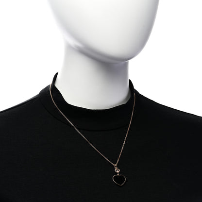 Chopard 18K Rose Gold Diamond Onyx Happy Hearts Necklace 2 of 6