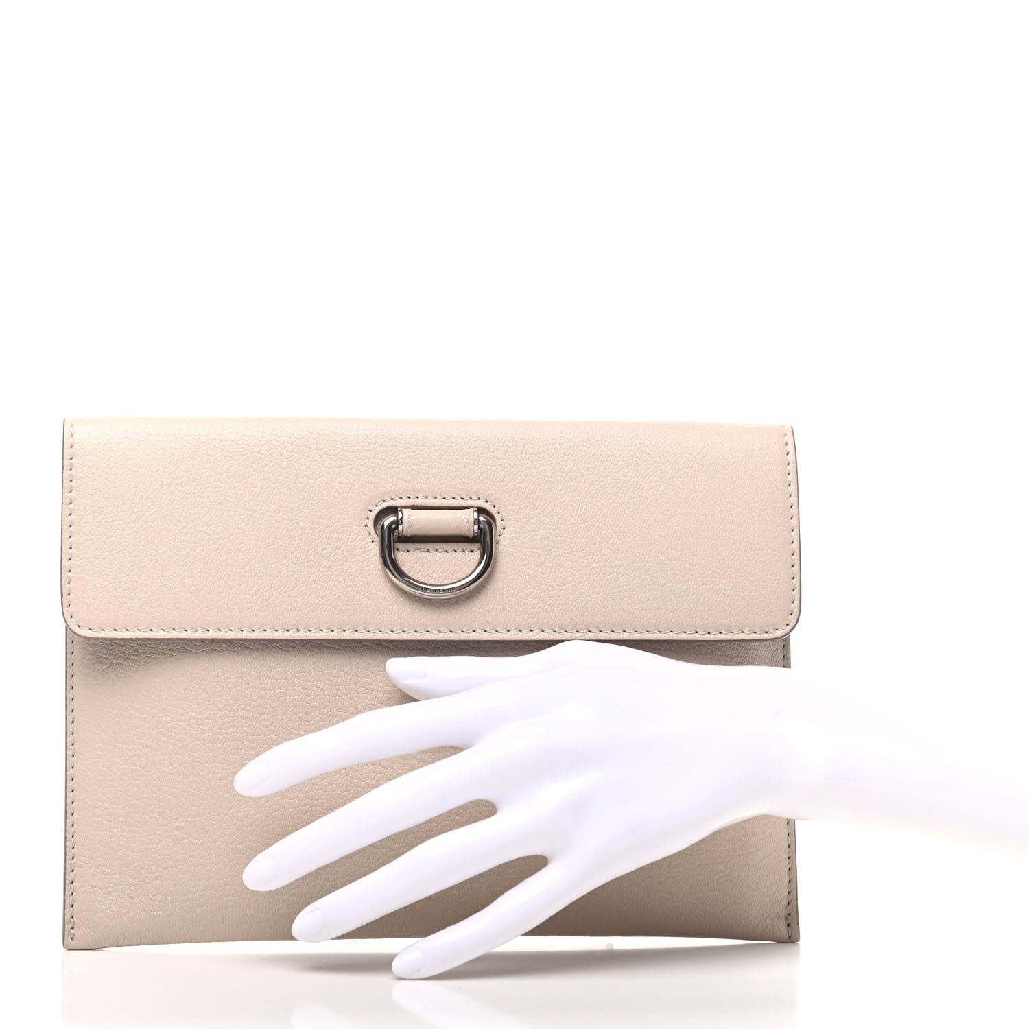 Burberry Goatskin Pendleton D-Ring Clutch Stone 2 of 6