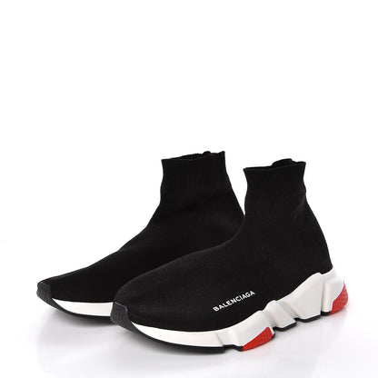Balenciaga Neoprene Knit Womens Speed Sneakers 40 Black White Red 3 of 6