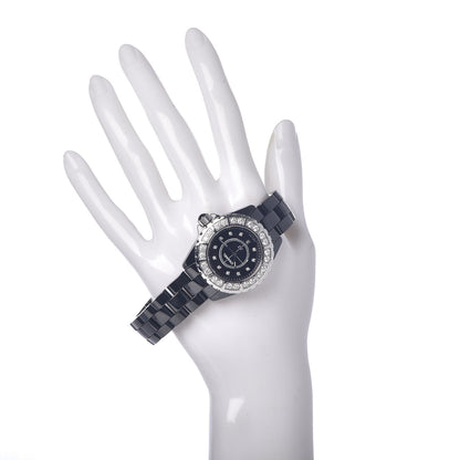 Chanel Stainless Steel Ceramic Diamond Bezel 33mm J12 Quartz Watch Black 2 of 6