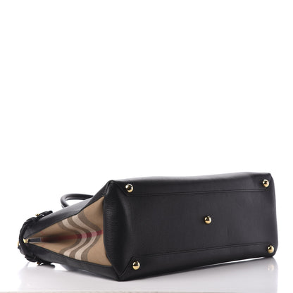 Burberry Grainy Calfskin House Check Large Banner Tote Black 4 of 9