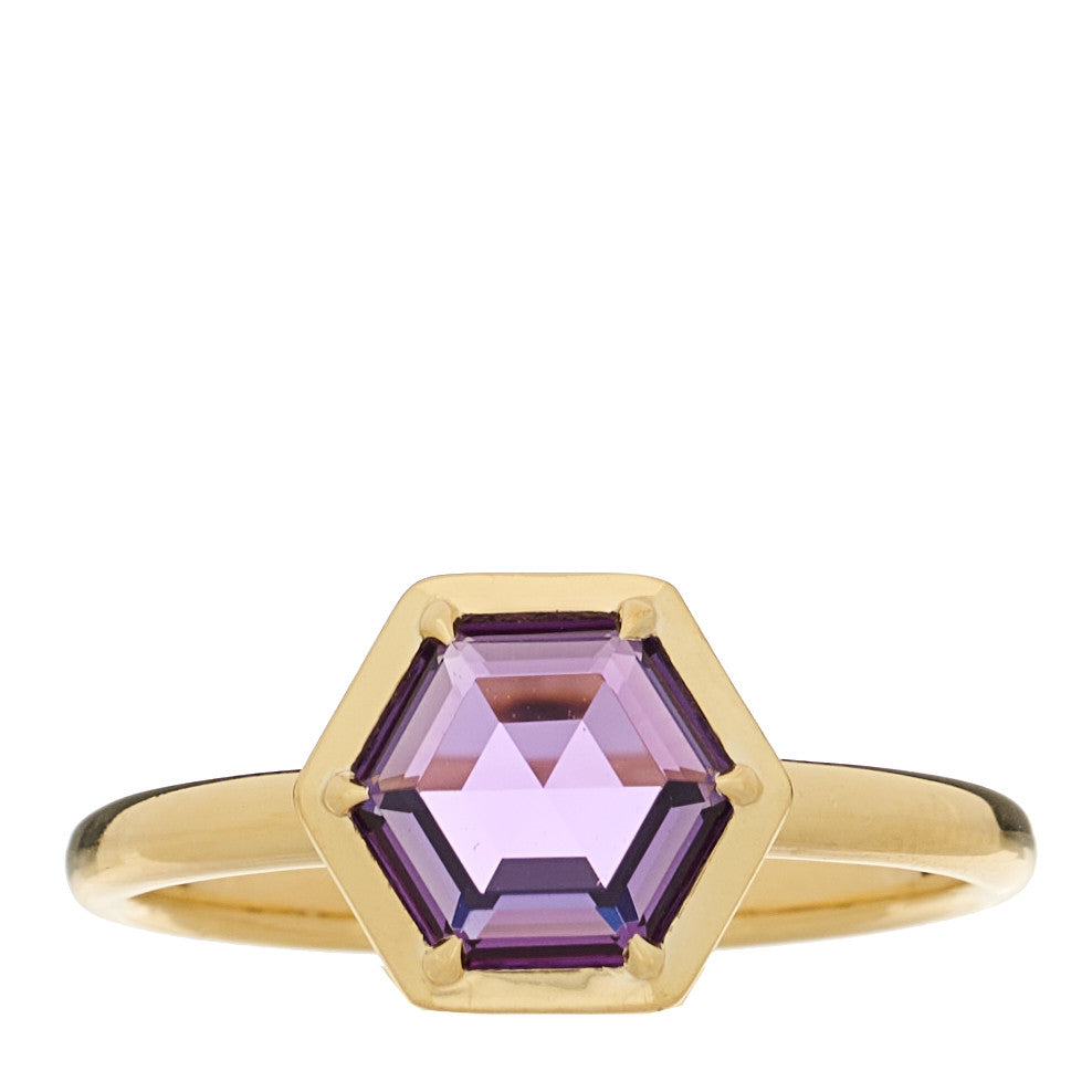 Tiffany 18K Yellow Gold Amethyst Small Paloma Picasso Studio Hexagon Ring 54 7 1 of 7