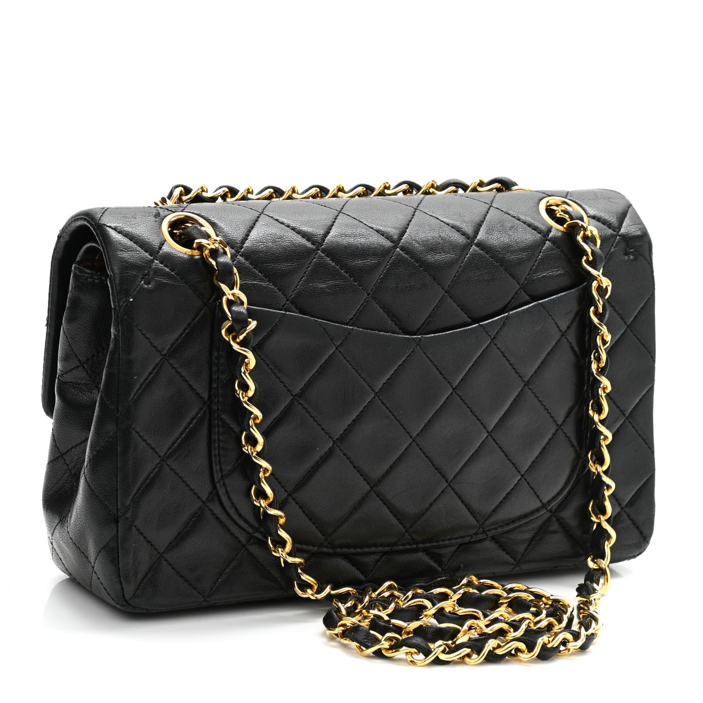 Lambskin Quilted Small Double Flap Black