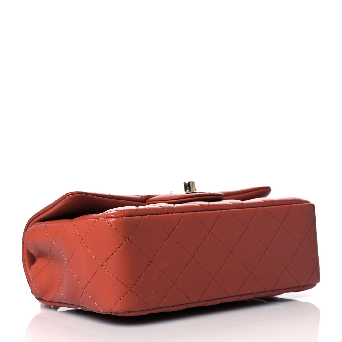 Lambskin Quilted Mini Rectangular Flap Brown