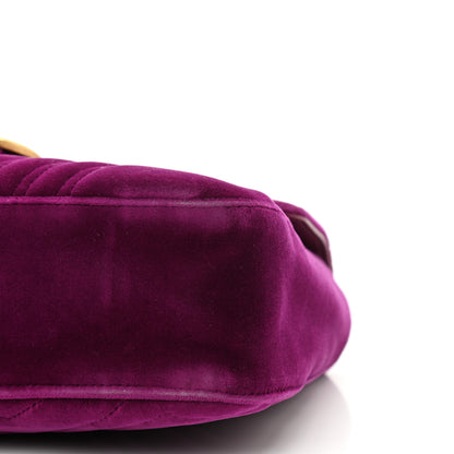 Gucci Velvet Matelasse Medium GG Marmont Shoulder Bag Fuchsia Violet Cyclamen 10 of 13