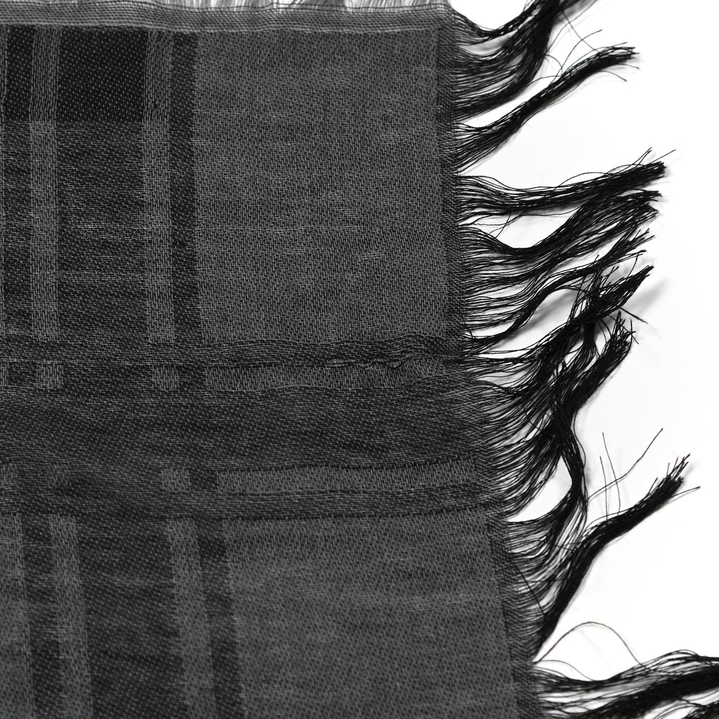 Wool Silk GG Monogram Diamante Plaid Surviee Shawl Graphite Black