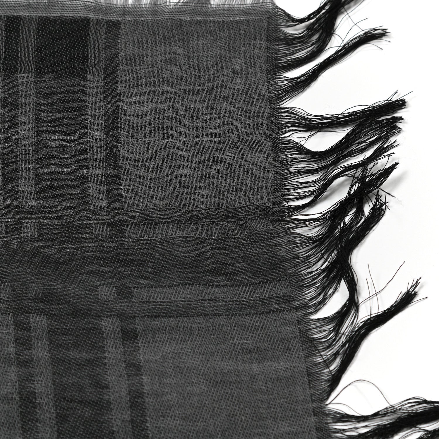 Gucci Wool Silk GG Monogram Diamante Plaid Surviee Shawl Graphite Black 4 of 4
