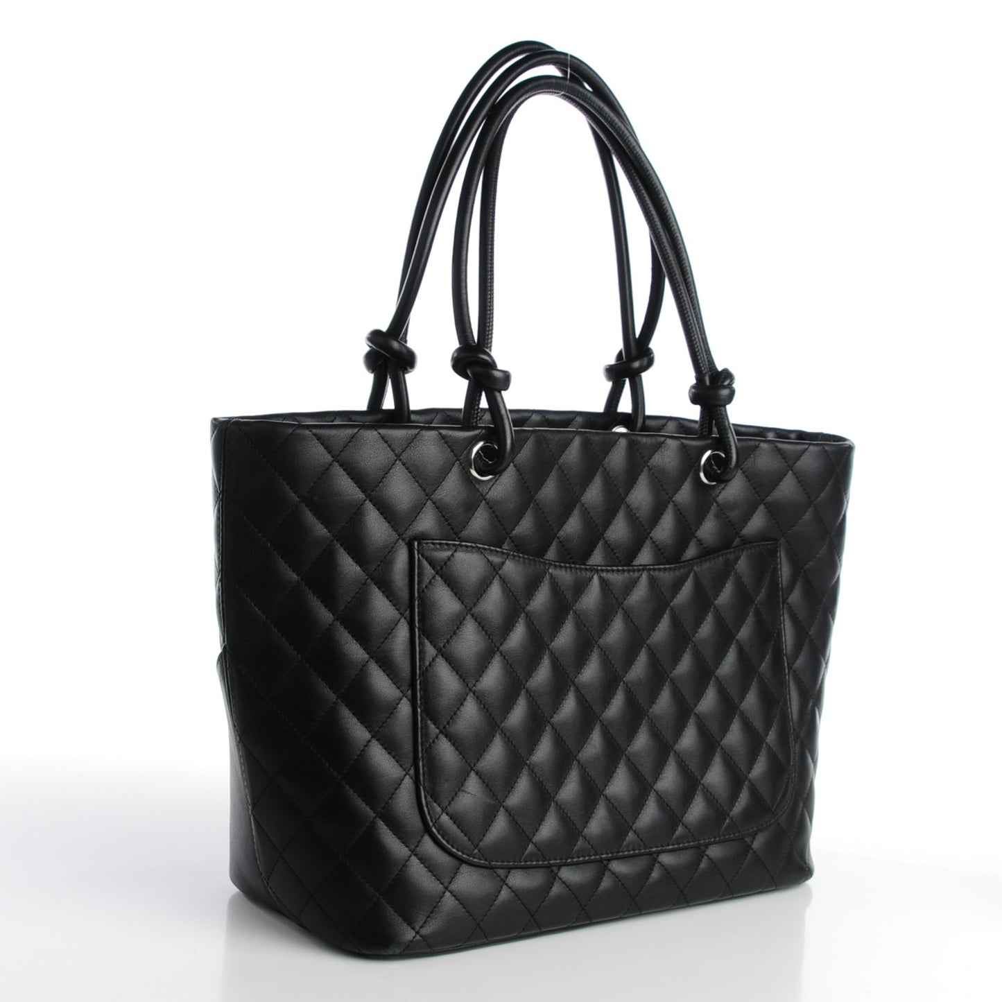 Calfskin Quilted Large Cambon Tote Black White
