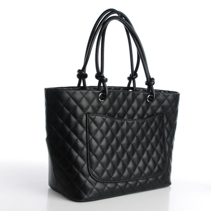 Chanel Calfskin Quilted Large Cambon Tote Black White 3 of 7