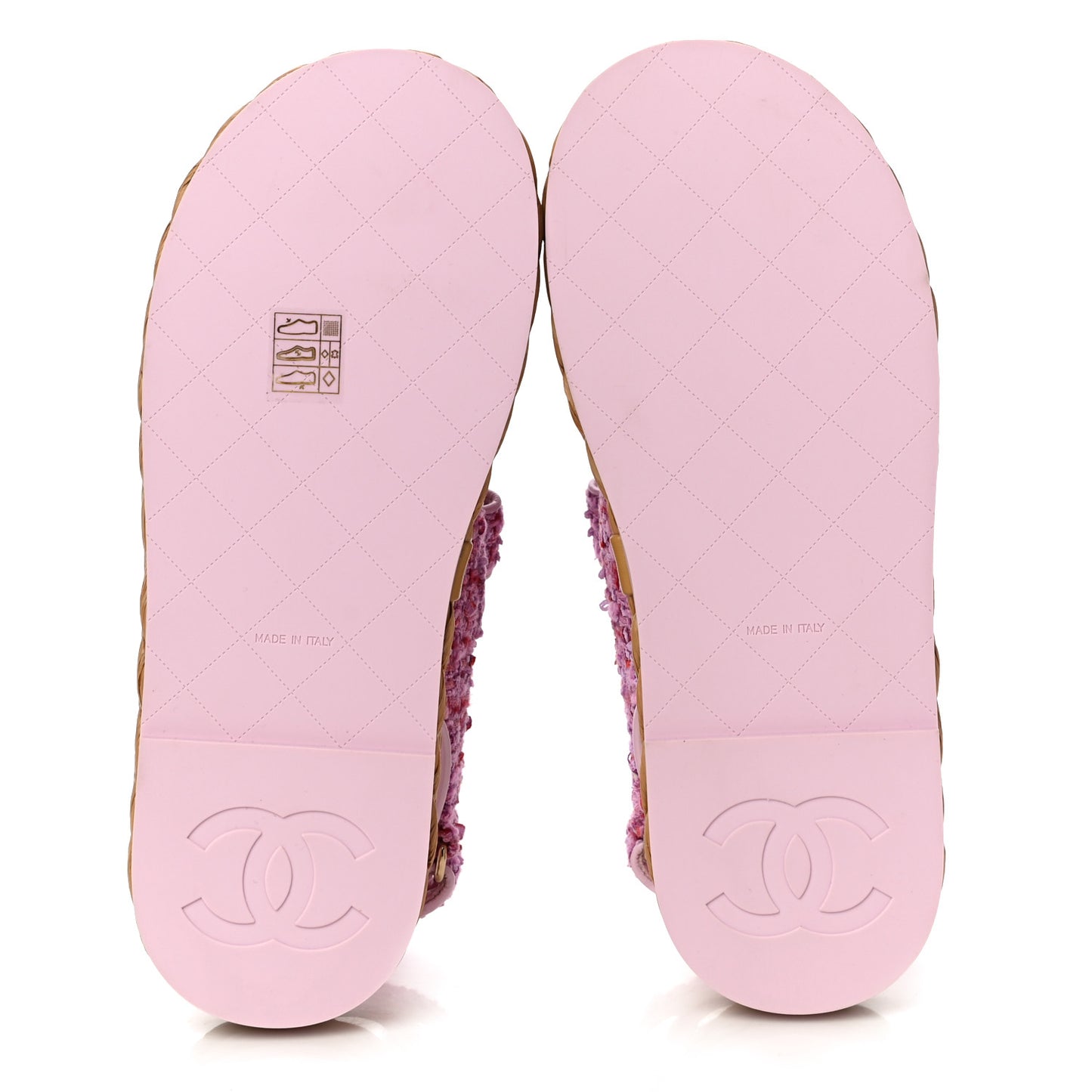 Tweed Lambskin Velcro Dad Sandals 38 Pink Multicolor