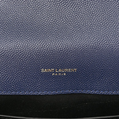 Saint Laurent Grain De Poudre Textured Mixed Matelasse Triquilt Small Monogram Satchel Blue 5 of 10