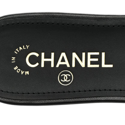 Chanel Lambskin Pearl Crystal CC Sandals 41 Black 7 of 9
