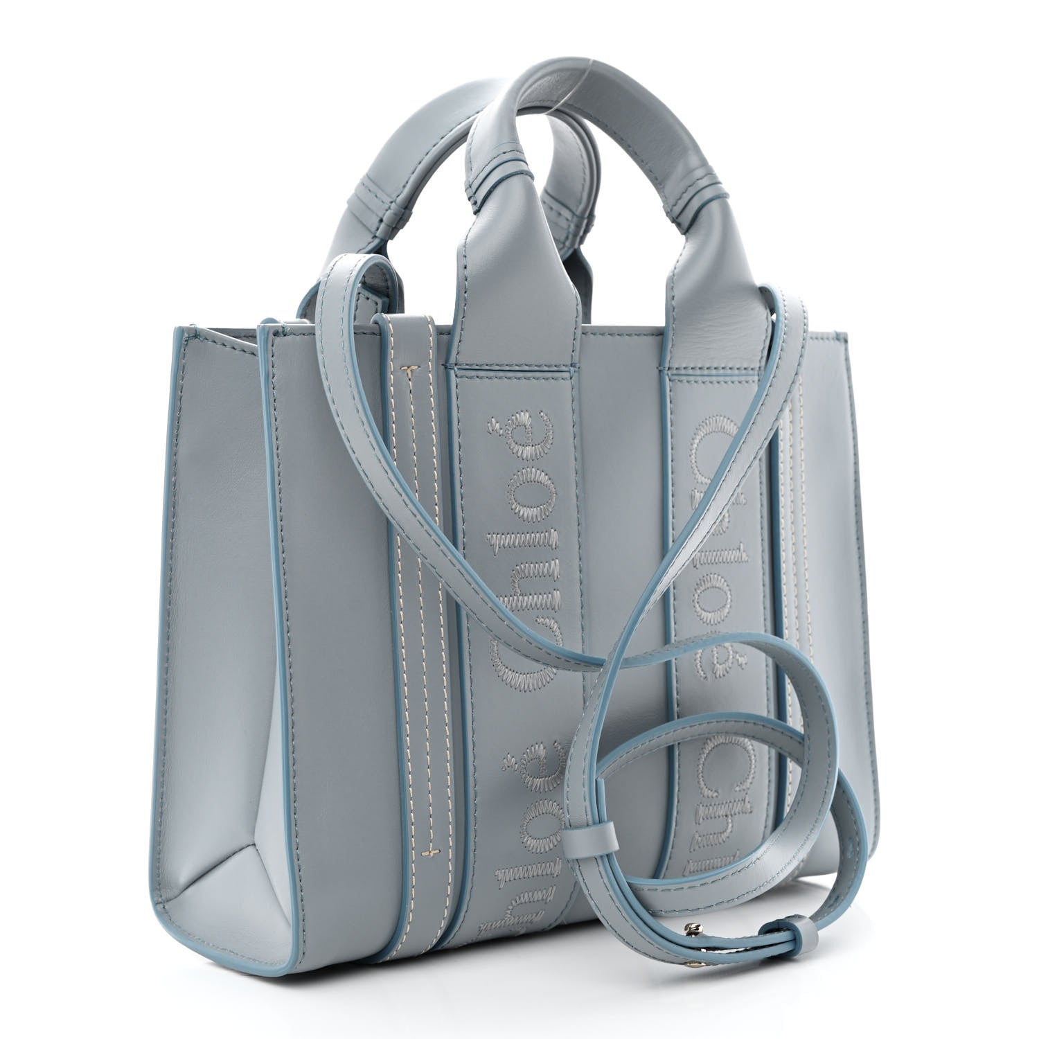 Chloe Calfskin Small Woody Tote Storm Blue 3 of 11