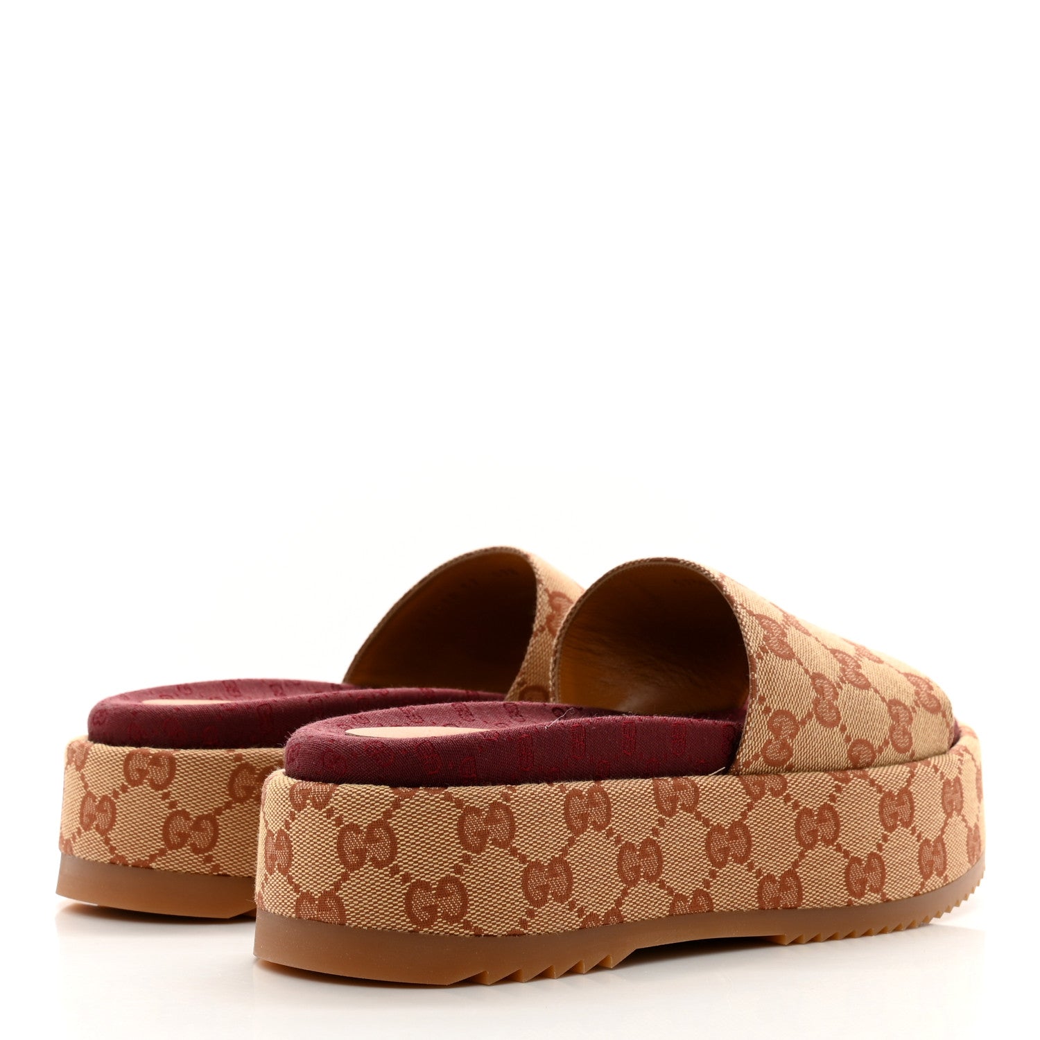 Gucci Canvas GG Monogram Angelina Platform Slide Sandals 37 Beige Ruggine 4 of 8