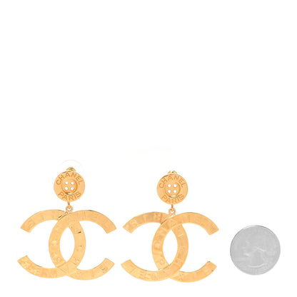 Chanel Metal Large Paris Button Earrings Gold 2 of 5